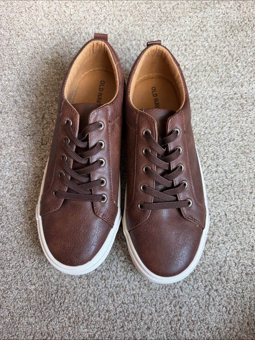 Old Navy Boy’s Brown Leather-Style Lace-Up Sneakers